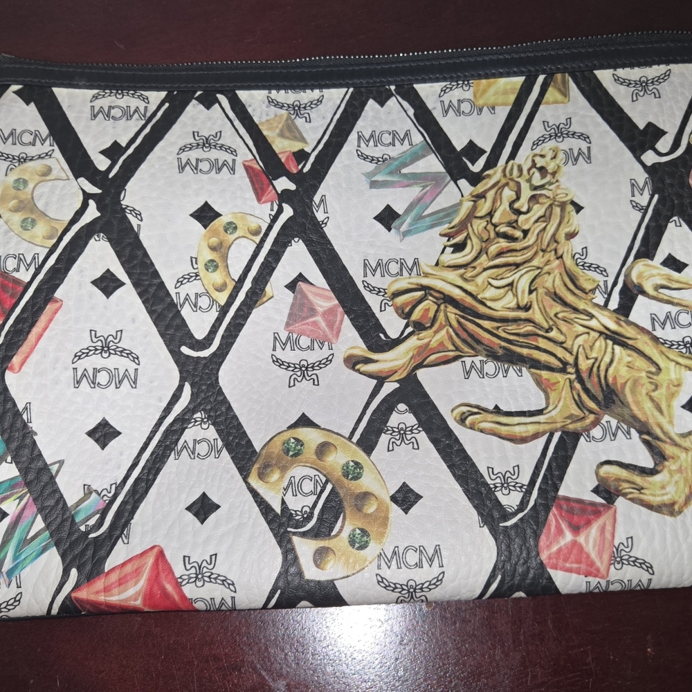 MCM Multicolor Lion Print Clutch